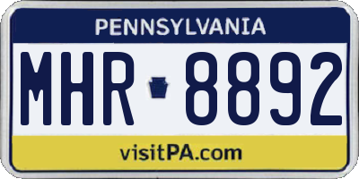 PA license plate MHR8892