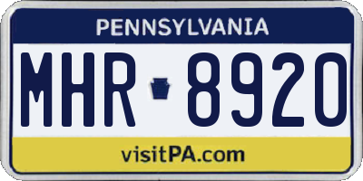 PA license plate MHR8920
