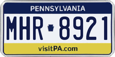 PA license plate MHR8921