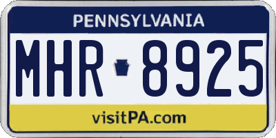 PA license plate MHR8925