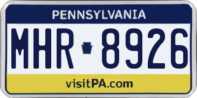 PA license plate MHR8926