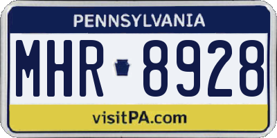 PA license plate MHR8928