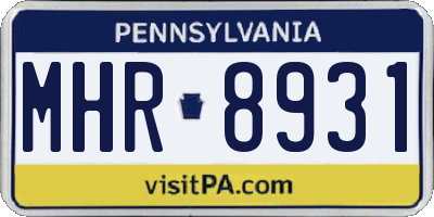 PA license plate MHR8931