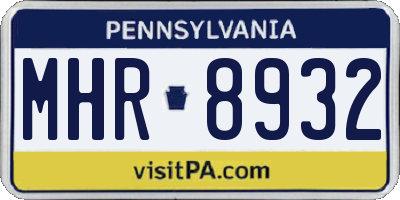 PA license plate MHR8932