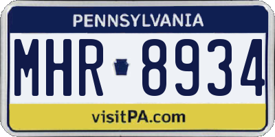 PA license plate MHR8934