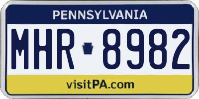PA license plate MHR8982