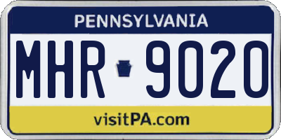 PA license plate MHR9020