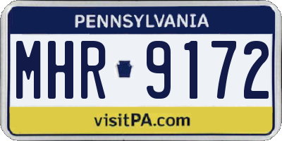PA license plate MHR9172