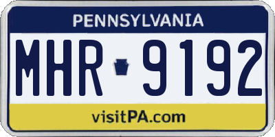 PA license plate MHR9192