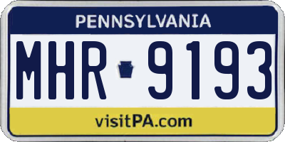 PA license plate MHR9193