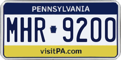 PA license plate MHR9200