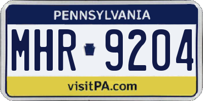 PA license plate MHR9204