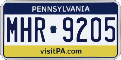 PA license plate MHR9205