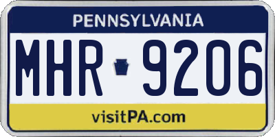 PA license plate MHR9206