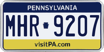 PA license plate MHR9207