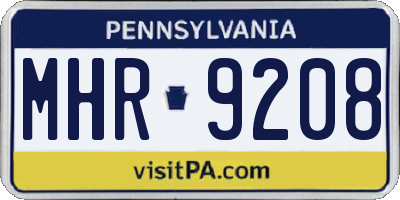PA license plate MHR9208