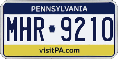 PA license plate MHR9210