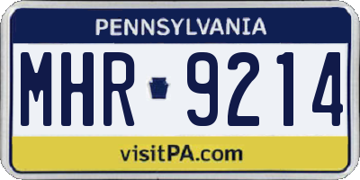 PA license plate MHR9214