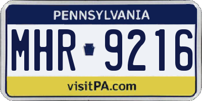 PA license plate MHR9216