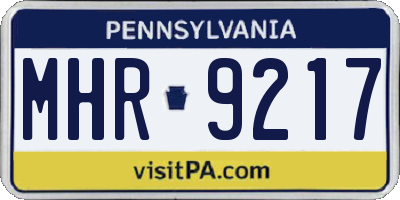 PA license plate MHR9217