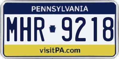 PA license plate MHR9218