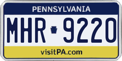 PA license plate MHR9220