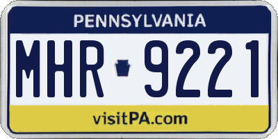 PA license plate MHR9221
