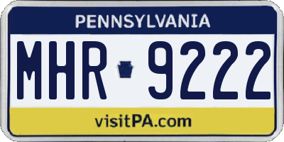 PA license plate MHR9222