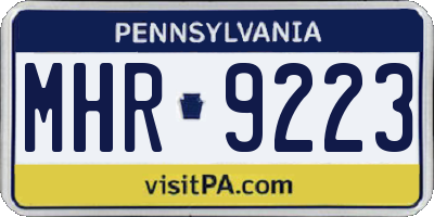 PA license plate MHR9223
