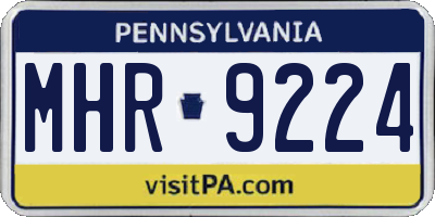 PA license plate MHR9224