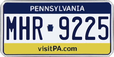 PA license plate MHR9225