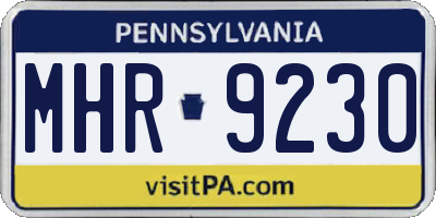 PA license plate MHR9230