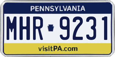 PA license plate MHR9231