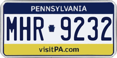 PA license plate MHR9232