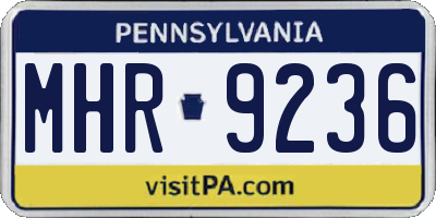 PA license plate MHR9236