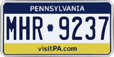 PA license plate MHR9237