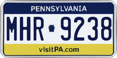 PA license plate MHR9238