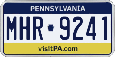 PA license plate MHR9241