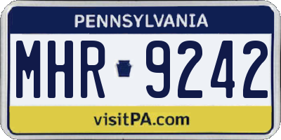 PA license plate MHR9242