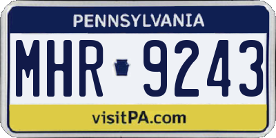 PA license plate MHR9243