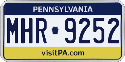 PA license plate MHR9252