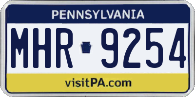 PA license plate MHR9254