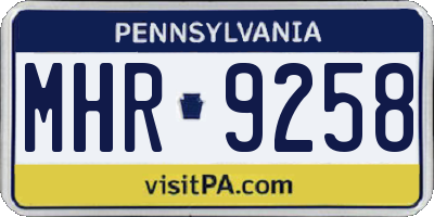 PA license plate MHR9258
