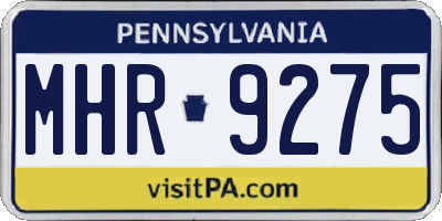 PA license plate MHR9275