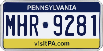 PA license plate MHR9281