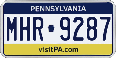 PA license plate MHR9287