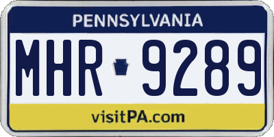 PA license plate MHR9289