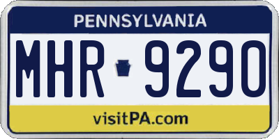 PA license plate MHR9290