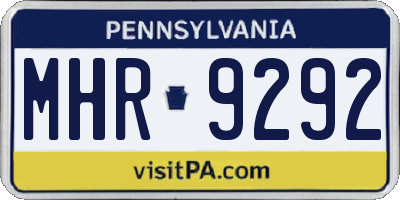 PA license plate MHR9292