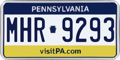 PA license plate MHR9293